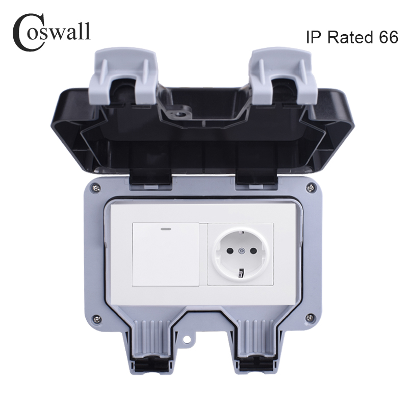 Outdoor Power Outlet Waterproof - Уличная настенная розетка Coswall IP66, водонепроницаемая,
