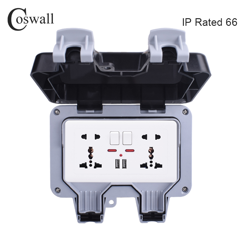 Outdoor Power Outlet Waterproof - Водонепроницаемая уличная розетка Coswall IP66, настенная
