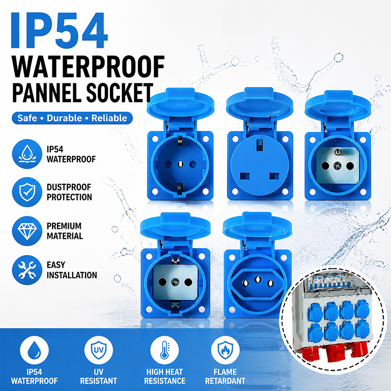 Outdoor Power Outlet Waterproof - Водонепроницаемая промышленная панельная розетка IP54 16А,